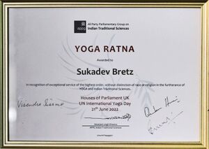 Yoga Ratna: Auszeichnung durch das Britische Parlament