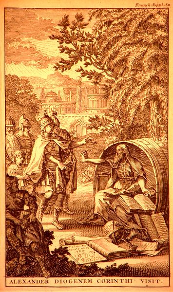 Datei:Alexander.der.große. visits Diogenes in Corinth -Diogenes asks him to stand out of his sun (1696).jpg