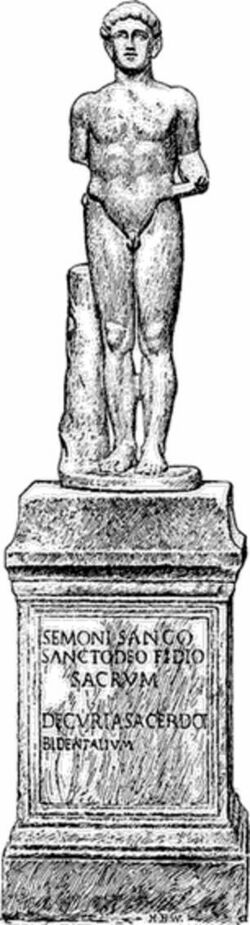 Sancus römische Gottheit Sabiner Statue Illustration.jpg
