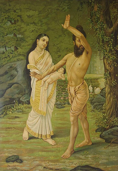 die Geburt von Shakuntala, Gemälde von Ravi Varma