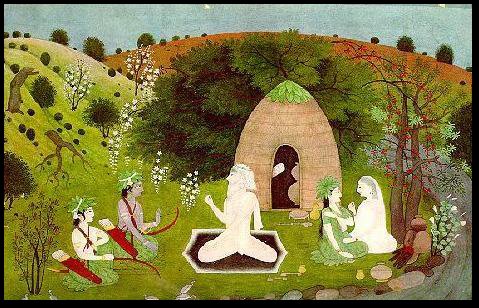 Rama, Sita und Lakshmana besuchen Atri und Anasuya