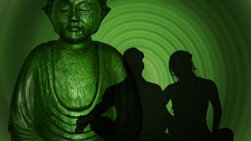 Datei:Meditation zu zweit Buddha grün.jpg
