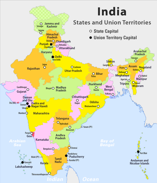 Datei:Indien Indische Bundesstaaten aktuell.png