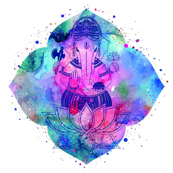 Datei:Ganesha Elefant Wasserfarben Bunt.jpg