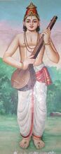 Tiruppan Alvar mit einem Saiteninstrument; künstlerische Darstellung des Dichtersängers.