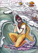 Agastya in einer Erzählillustration. Solche Bilder gehören zur Rishi-Überlieferung.