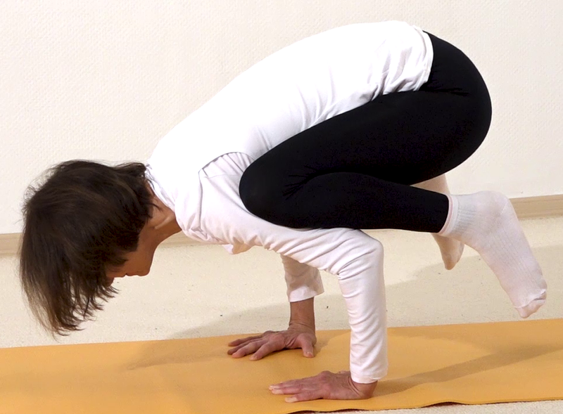 Datei:Kraehe Yoga Position mit Knien auf den Oberarmen.png